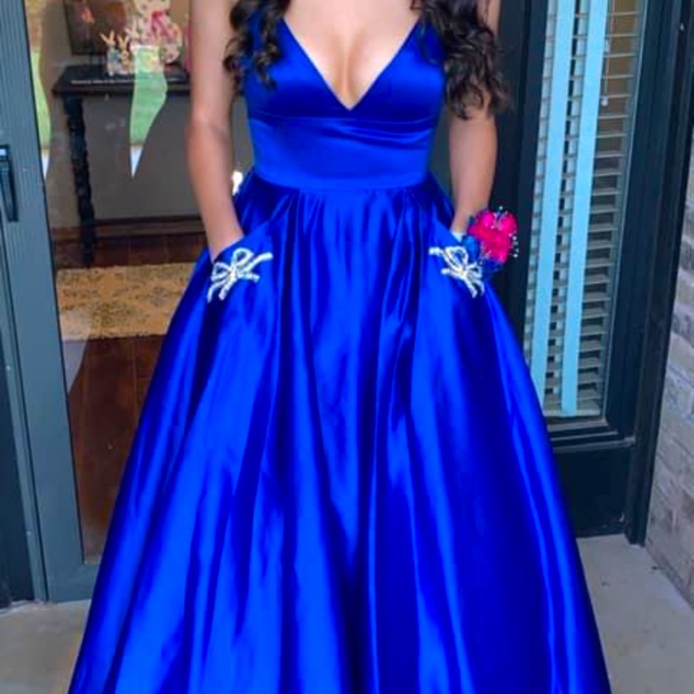 Sherri hill silk royal blue prom dress